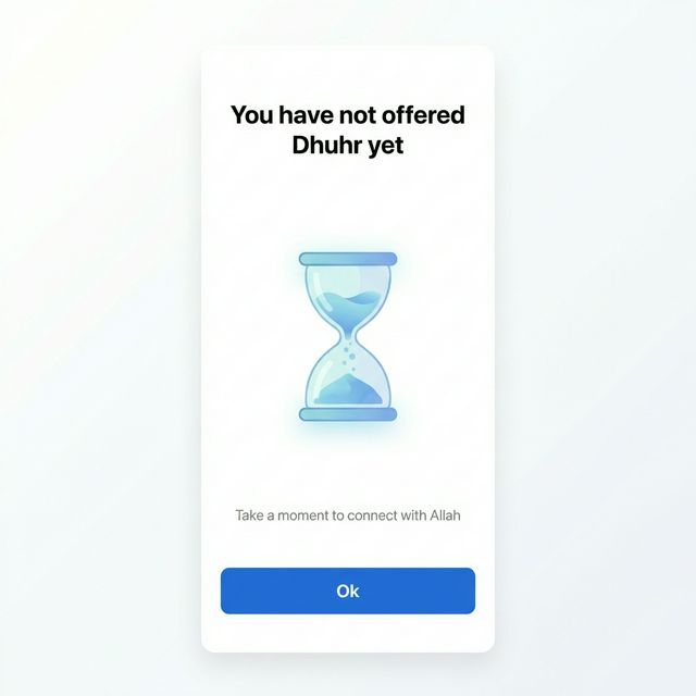 App Blocker screen showing Dhuhr prayer reminder